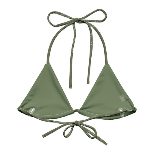 A luxurious olive and ivory coloured bikini set, perfect for a touch of sophistication at the pool or beach. The bikini features a flattering and comfortable fit, making it ideal for swimming, sunbathing, or poolside lounging.