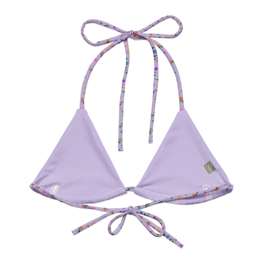 A luxurious lavender coloured bikini set top with a flattering and comfortable fit. Perfect for swimming, sunbathing, or poolside lounging. Flexible and adjustable straps, soft and stretchy material with UPF 50+ and available in sizes up to 6XL